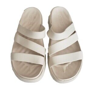 Crocs Getaway Strappy Sandals Slide Comfort Casual Beige Women's Size 10